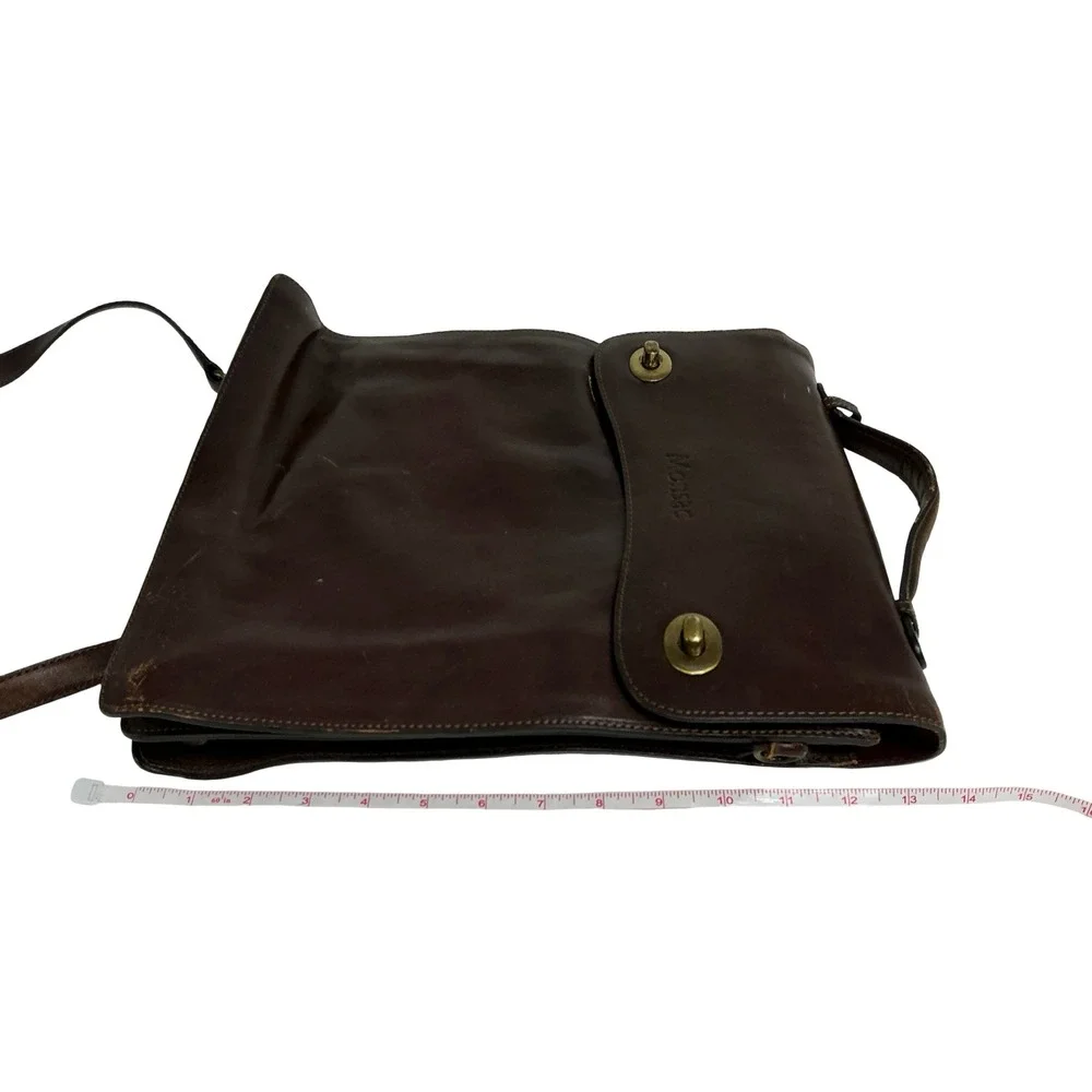 Monsac Vintage Brown Leather Convertible Backpack Briefcase Messenger Bag